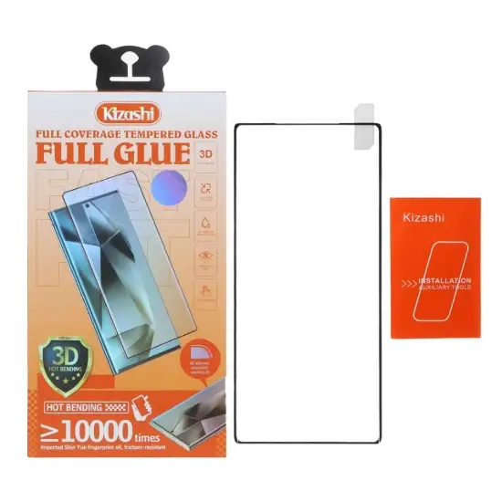 تصویر گلس گوشی موبایل شفاف کیزاشی مدل خم فول چسب