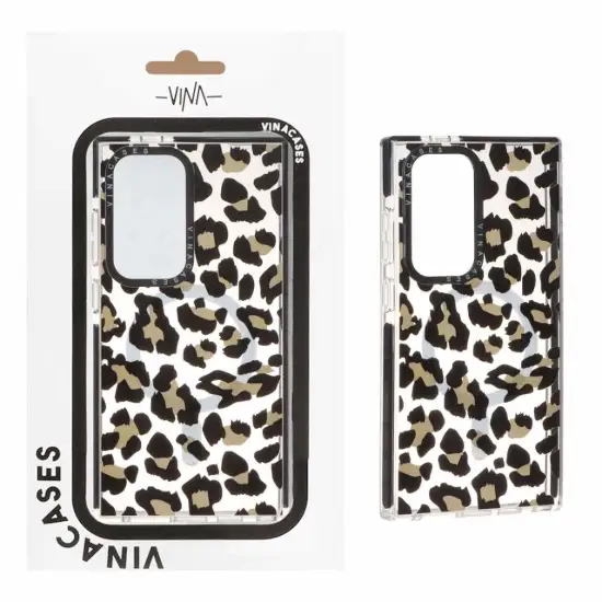 تصویر قاب گوشی موبایل وینا پلنگی شفاف مگ سیف دار