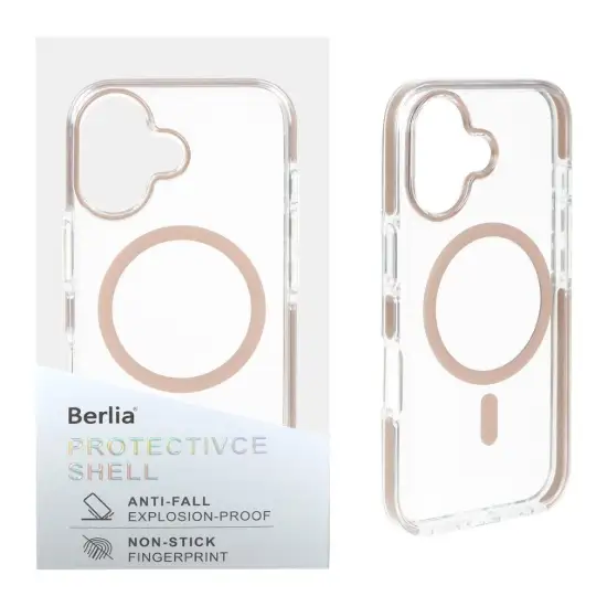 تصویر قاب گوشی موبایل برلیا مدل پشت سخت شفاف مگ سیف دار