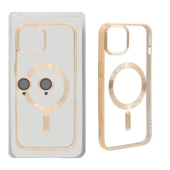 تصویر قاب گوشی موبایل مدل الکترواستاتیک مگ سیف دار با ست محافظ لنز رینگی