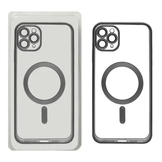 تصویر قاب گوشی موبایل مدل الکترواستاتیک مگ سیف دار با محافظ لنز گلس