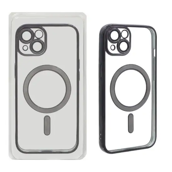 تصویر قاب گوشی موبایل مدل الکترواستاتیک مگ سیف دار با محافظ لنز گلس