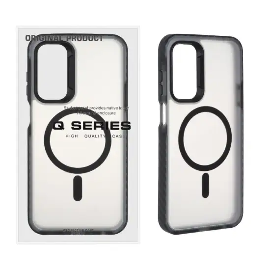 تصویر قاب گوشی موبایل کیو سریز مدل مات دور هاشور مگ سیف دار