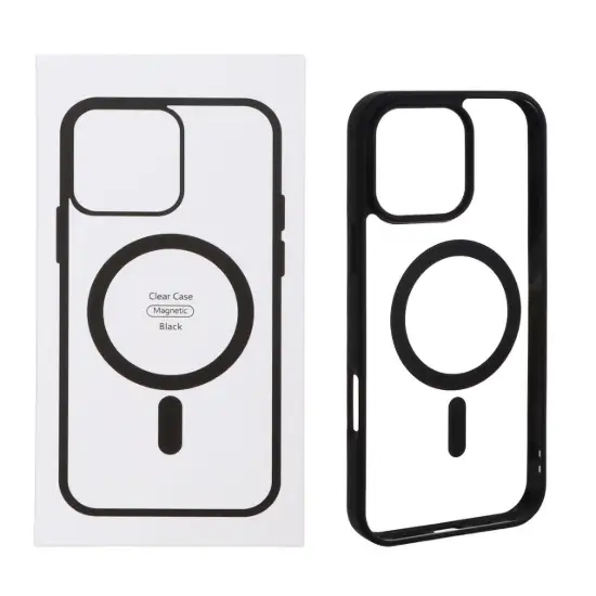 تصویر قاب گوشی موبایل شفاف دور رنگی با قابلیت شارژ مگ سیف دار