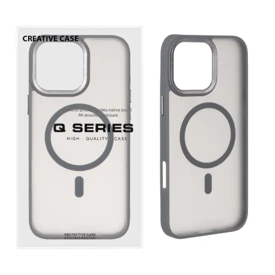 تصویر قاب گوشی موبایل کیو سریز مدل مات لنز کربن مگ سیف دار