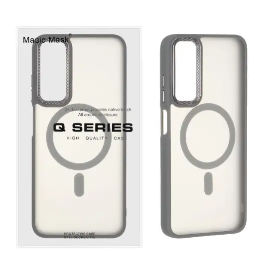 تصویر قاب گوشی موبایل کیو سریز مدل مات لنز کربن مگ سیف دار