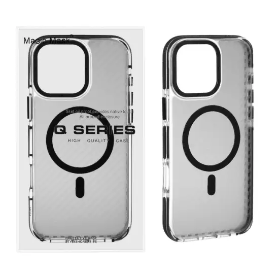 تصویر قاب گوشی موبایل کیو سریز مدل پشت کربن مگ سیف دار