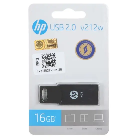 تصویر فلش مموری اچ‌پی مدل V212W USB2.0 ظرفیت 16 گیگابایت