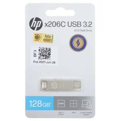 نمایش جزئیات فلش مموری اچ‌پی مدل X206C USB3.2 Type-C ظرفیت 128 گیگابایت