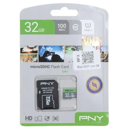 تصویر کارت حافظه microSDHC پی ان وای مدل Elite کلاس 10سرعت 100MBps ظرفیت 32 گیگابایت