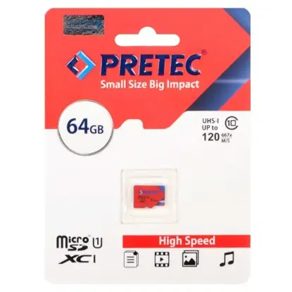 نمایش جزئیات کارت حافظه MicroSDHC پرتک مدل Micro سرعت U1120MBps ظرفیت 64 گیگابایت