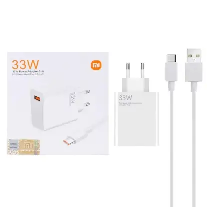 نمایش جزئیات شارژر دیواری 33 وات تک پورت شیائومی مدل MSK-01 به همراه کابل شارژ USB-C