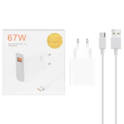 نمایش جزئیات شارژر دیواری 67 وات تک پورت شیائومی مدل MDY-11-EZ به همراه کابل شارژ USB-C