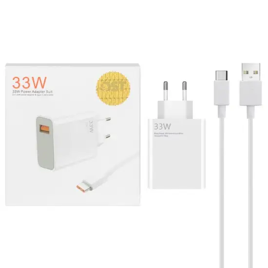 تصویر شارژر دیواری 33 وات تک پورت شیائومی مدل MDY-11-EZ به همراه کابل شارژ USB-C
