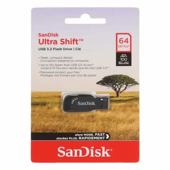 تصویر فلش مموری سن دیسک مدل Ultra Shift USB3.2 ظرفیت 64 گیگابایت