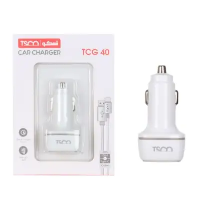 نمایش جزئیات شارژر فندکی 30 وات دو پورت تسکو مدل TCG 40 همراه کابل شارژ USB-C