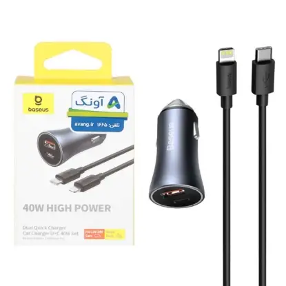 نمایش جزئیات شارژر فندکی 40 وات فست دو پورت بیسوس مدل CCJDZ-CX همراه با کابل