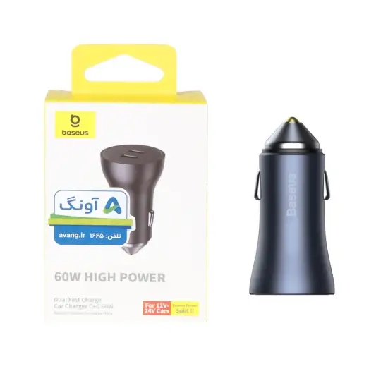 تصویر شارژر فندکی 60 وات دو پورت بیسوس مدل CCJDZ-FC