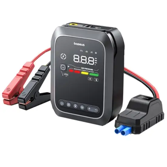 تصویر جامپ استارتر خودرو و پاوربانک 3000 میلی آمپر بر ساعت بیسوس مدل Primetrip BS-CH014