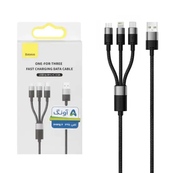 تصویر کابل تبدیل USB به لایتنینگ / MicroUSB / USB-C بیسوس مدل CB000030 طول 2 متر