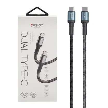 نمایش جزئیات کابل تبدیل USB-C to USB-C یسیدو مدل CA79 به طول 2 متر