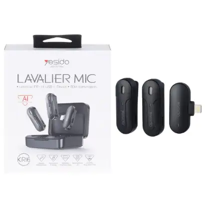 نمایش جزئیات میکروفن یقه‌ای لایتنینگ یسیدو مدل KR16 دو میکرفون