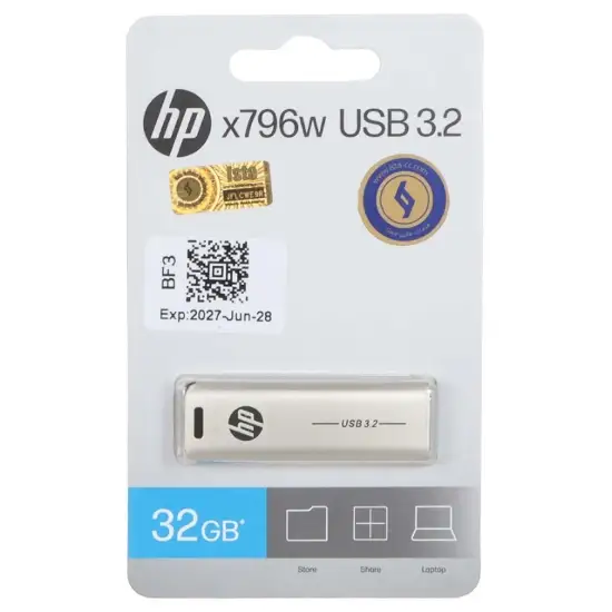 تصویر فلش مموری اچ‌پی مدل X796W USB3.2 ظرفیت 32 گیگابایت