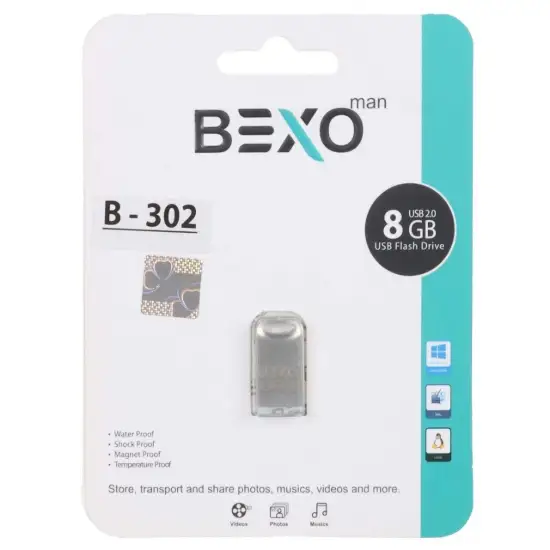 تصویر فلش مموری بکسو مدل B-302 USB2.0 ظرفیت 8 گیگابایت