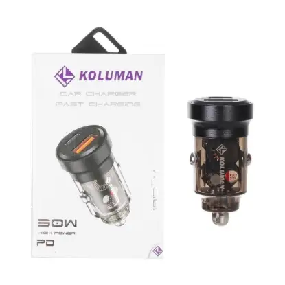 نمایش جزئیات شارژر فندکی 30 وات دو پورت کلومن مدل K-C101