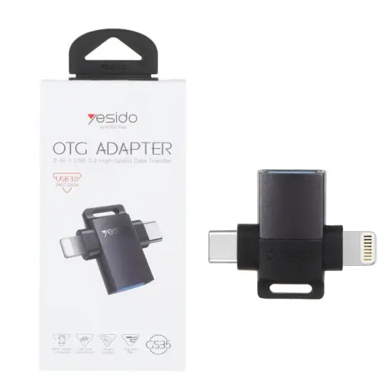 تصویر تبدیل USB-C و لایتنینگ یسیدو مدل GS35