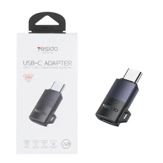 تصویر تبدیل لایتنینگ به USB-C یسیدو مدل GS28