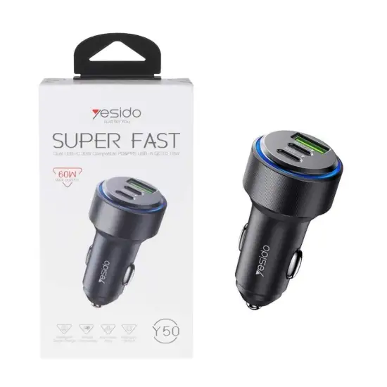 تصویر شارژر فندکی دو پورت یسیدو مدل Y50