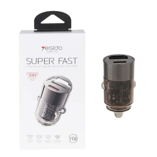 تصویر شارژر فندکی دو پورت یسیدو مدل Y68