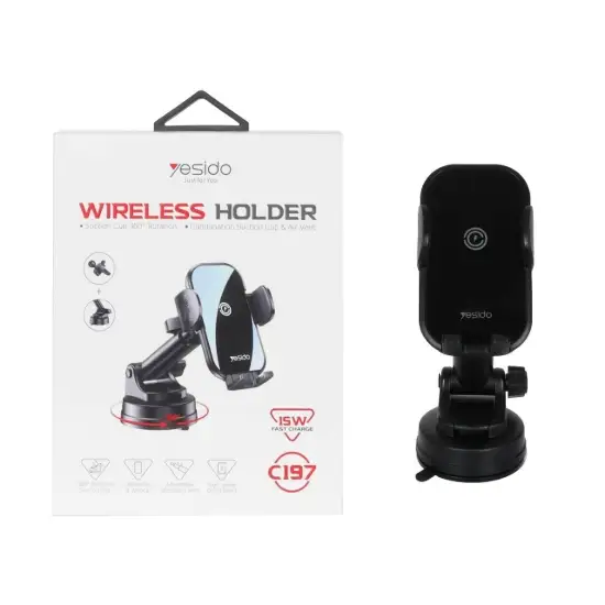 تصویر شارژر بی سیم و پایه نگهدارنده یسیدو مدل C197