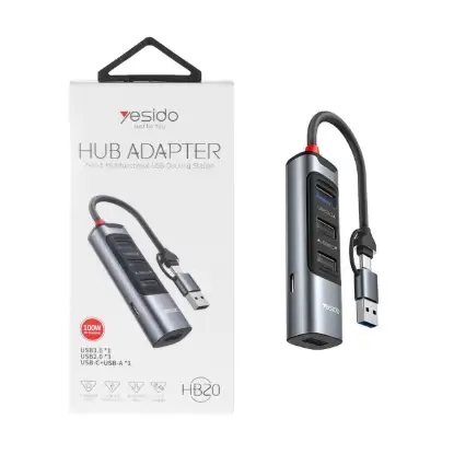 نمایش جزئیات هاب 5 پورت USB-C یسیدو مدل HB20