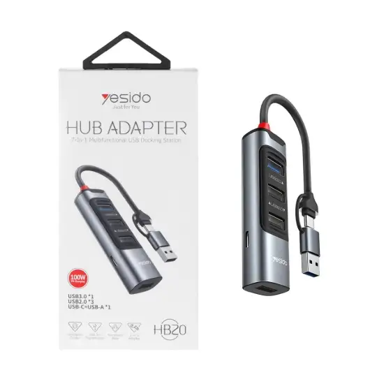 تصویر هاب 5 پورت USB-C یسیدو مدل HB20