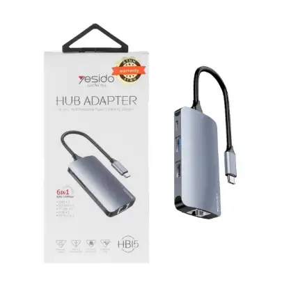 نمایش جزئیات هاب 6 پورت USB-C یسیدو مدل HB15