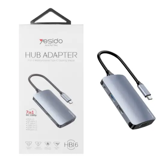 تصویر هاب 7 پورت USB-C یسیدو مدل HB16