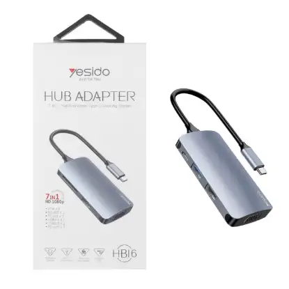 نمایش جزئیات هاب 7 پورت USB-C یسیدو مدل HB16