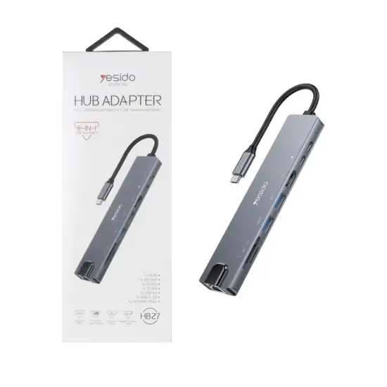 تصویر هاب 8 پورت USB-C یسیدو مدل HB27