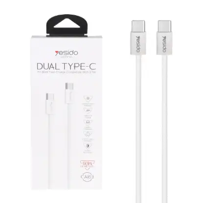 نمایش جزئیات کابل تبدیل USB-C به USB-C یسیدو مدل CAI63 به طول 1.2 متر