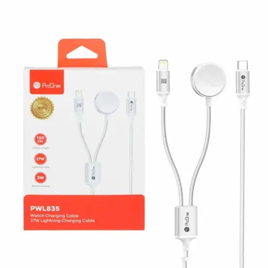 تصویر کابل تبدیل USB-C به لایتنینگ و شارژر بی سیم پرووان مدل PWL835