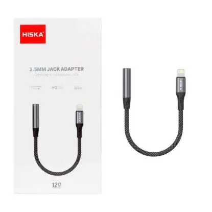 نمایش جزئیات کابل تبدیل لاینتینگ به جک 3.5 میلیمتری هیسکا مدل W48 به طول 1.2 متر