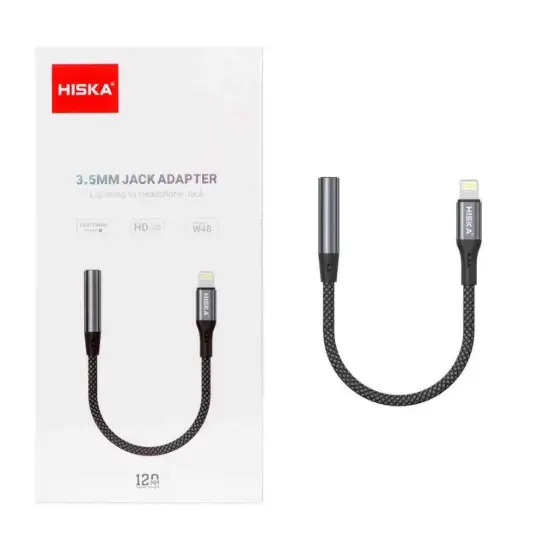 تصویر کابل تبدیل لاینتینگ به جک 3.5 میلیمتری هیسکا مدل W48 به طول 1.2 متر