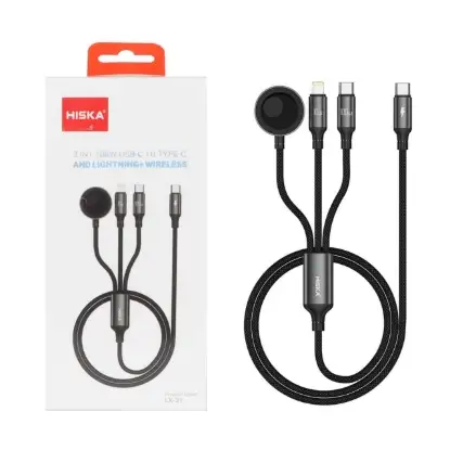 نمایش جزئیات کابل تبدیل USB-C به لایتنینگ /بی سیم/ USB-C هیسکا مدل LX-31 به طول 1.2 متر