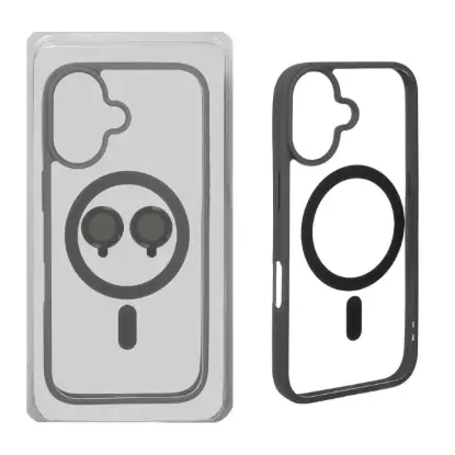 نمایش جزئیات قاب گوشی موبایل مگنتیک شفاف مگ سیف دار با ست محافظ لنز رینگی