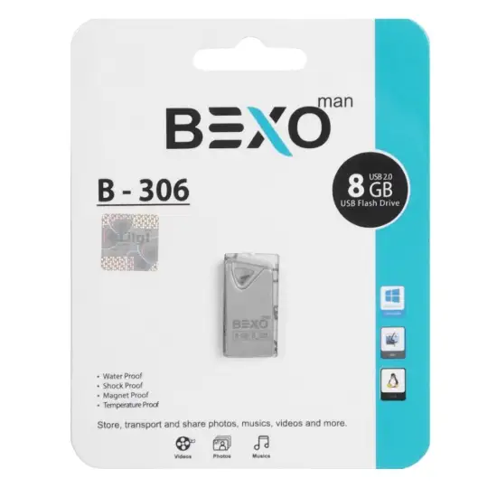 تصویر فلش مموری بکسو مدل B-306 USB2.0 ظرفیت 8 گیگابایت