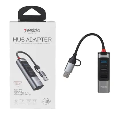 نمایش جزئیات هاب 4 پورت USB-C یسیدو مدل HB19