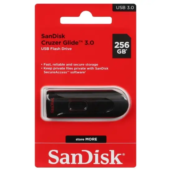 تصویر فلش مموری سن دیسک مدل Cruzer Glide USB3.0 ظرفیت 256 گیگابایت