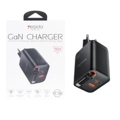 نمایش جزئیات شارژر دیواری فست سه پورت یسیدو مدل YC99